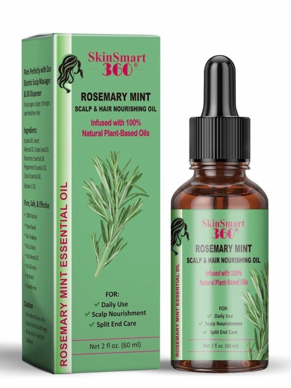 NWT SkinSmart360 Rosemary Mint Scalp & Hair Nourishing Oil Hair Growth Oil